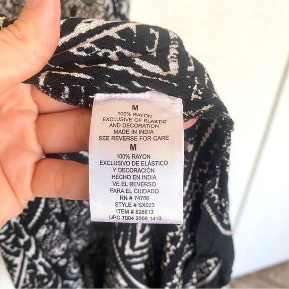 Bila Boho Crochet White and Black Tapestry Aztec Print Maxi Dress M - Picture 4 of 13